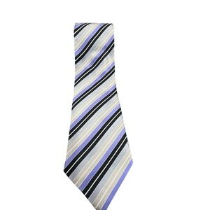Setazone Mens Silk Tie Purple Silver Black Striped Hand Made Italian Silk 4 Inch